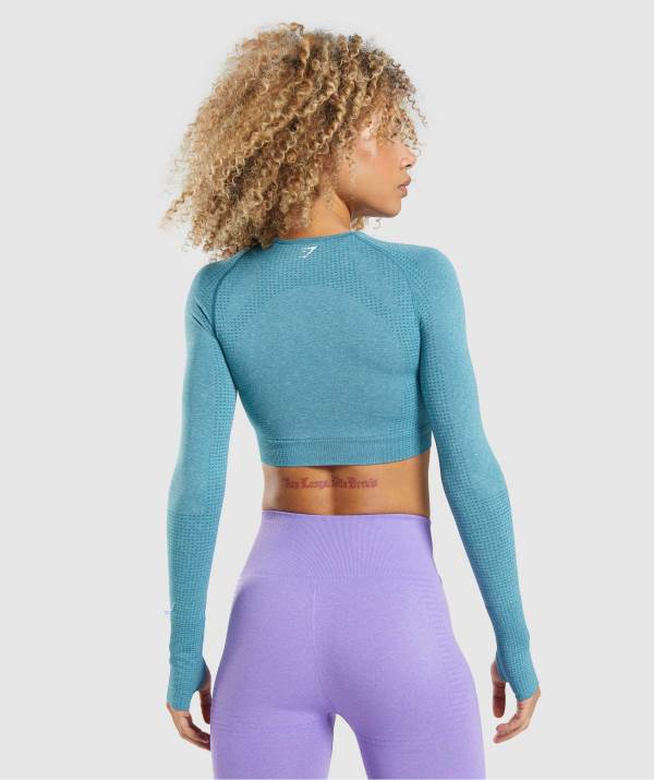 Damske Crop Top Gymshark Vital Seamless 2.0 Long Sleeve Tyrkysové | OH6150498